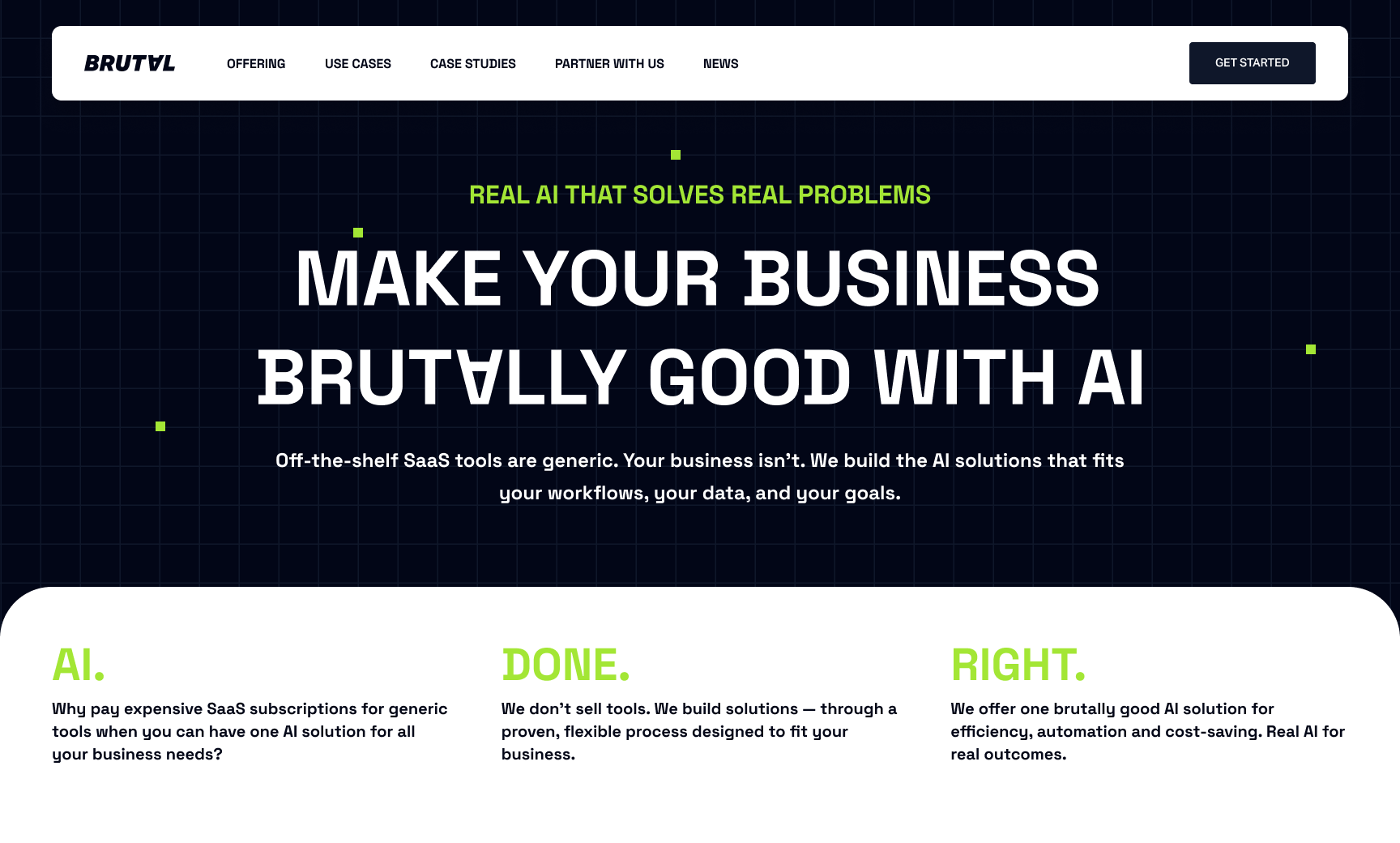 Brutal AI homepage hero section